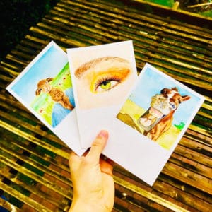 Atssi watercolors hand holding giraffe artwork